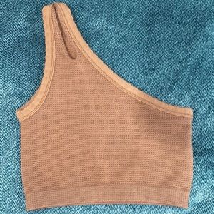 Urban outfitters brown one shoulder crop